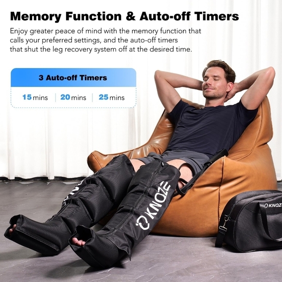 KNQZE Air Compression Leg Massager with Adjustable Pressure, 4-Zone Wrap — Porta - Picture 6 of 9
